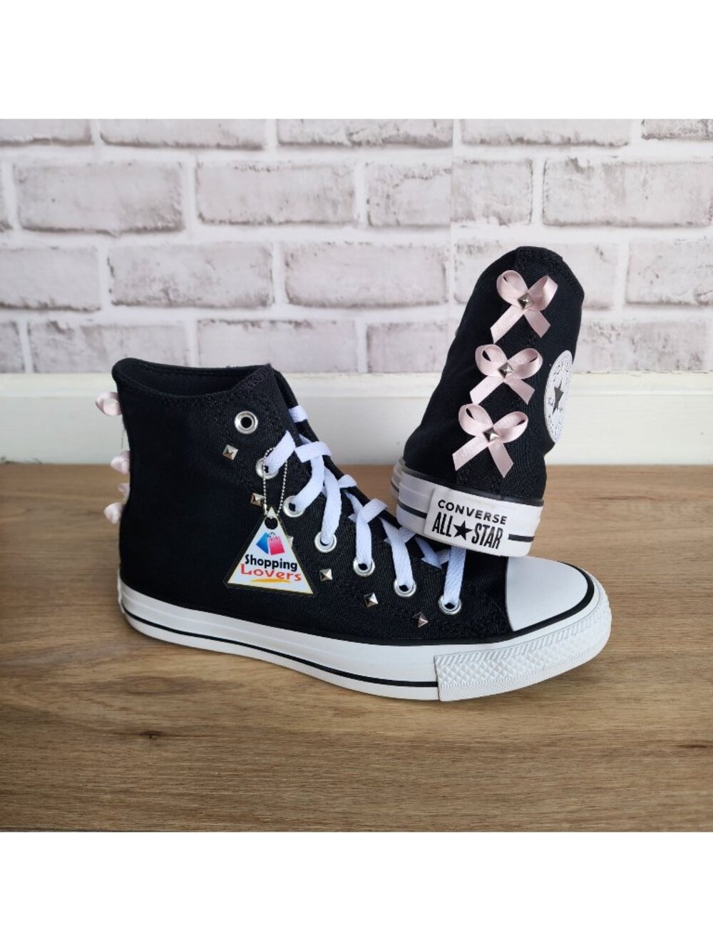 ⭐Converse Chuck Taylor Bows & Studs Sz 10 Mens Shoes Sneakers Black Pink A16447F